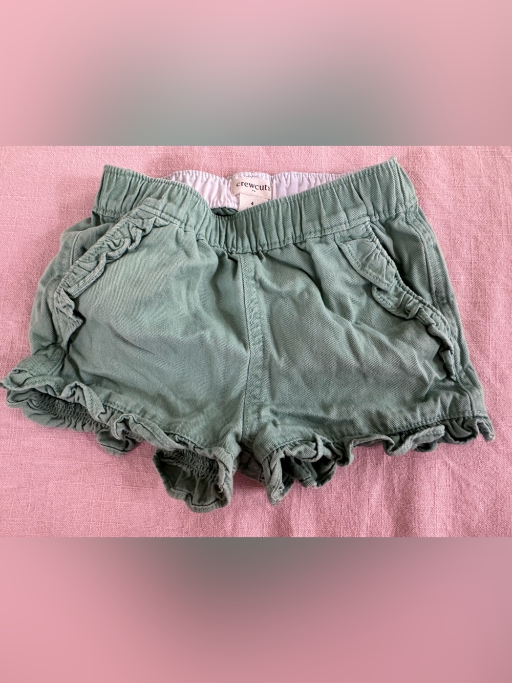 crewcuts Girls Olive Green Ruffle Hem Elastic Waist Shorts, size 4